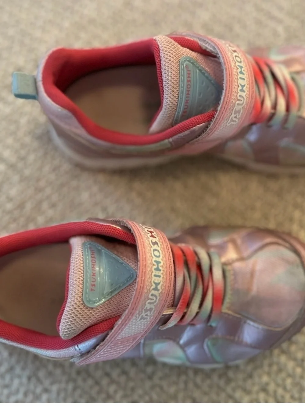 Girls Iridescent Pink velcro Tsukihoshi Sneakers size 1